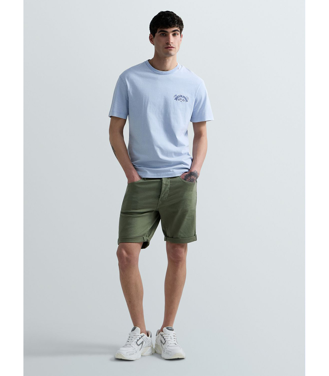 テーパードフィットカラーデニムショーツ 詳細画像 ライトミリタリー 2